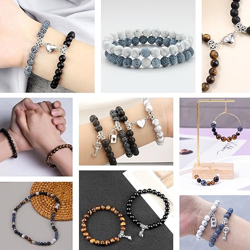 6/8mm Stone Beads for Jewelry Making, 410pc Bracelet Making Kit for Adult - color: Stone Beads for Jewelry Making