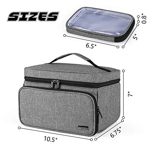 Luxja Sewing Storage Organizer with 2 Detachable Clear Pockets, Gray - color: Gray