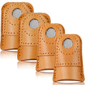 WILLBOND 4 Pcs Leather Thimble Finger Protector for Hand Sewing, 2 Sizes