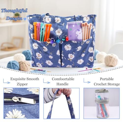 Crochet Bag Organizer Yarn Storage Organizer - color: Dark Blue