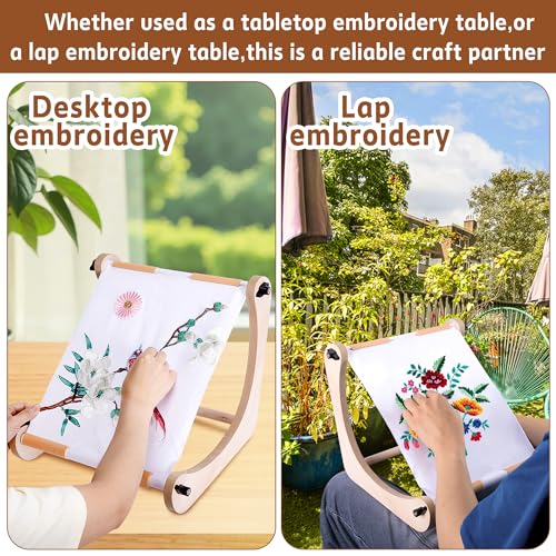 Adjustable Embroidery Table Stand, Wooden Cross Stitch Hoop Holder