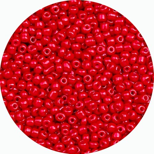 Legefo 4mm Glass Seed Beads Bulk, Red 6/0 Small Mini Pony Seed Beads, Tiny Round Craft Bead for Bracelet Necklace Wrist Jewelry Making Beading Weaving DIY Crafts Supplies, 1000pcs - color: Red