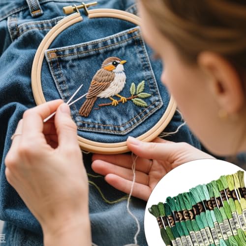 18 Skeins 157.5 Yards 6 Strands Sea Green Variegated Friendship Bracelet String Cross Stitch Floss Embroidery Thread Gradient Bulk Polyester Yarn Set for Crochet Knitting Sewing Weaving DIY - color: Sea Green