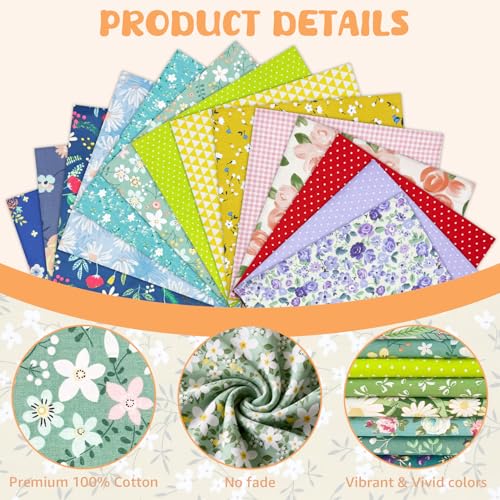 Aubliss 200pcs 100% Cotton Fabric Bundle 4" x 4" PreCut Fat Squares Sheets - color: Assorted Prints, size: 200PCS 4" x 4"