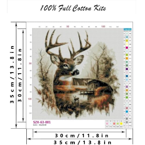 niurenmaoyi Stamped Cross Stitch Kits for Beginners,Counted Embroidery Craft Kits for Adults,Needlepoint Kits for Adults,Deers Wall Art 13.8X13.8In - color: Cross Stitch Kits1215-04