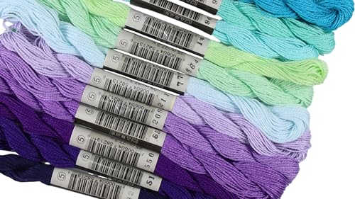 KCS 328 Yards(300 Meters) Mercerized Pearl Cotton Crochet Needlepoint Thread,Size 5, 12 skeins,Mixed Color 09 - color: 12color09, size: 12 skeins