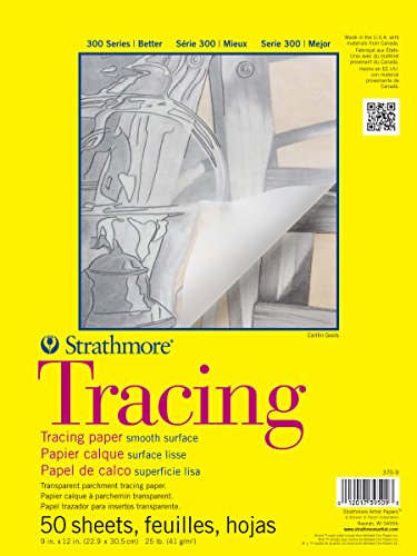 Strathmore 300 Series Tape Bound Tracing Pad, 9 X 12 inches, 25 lb., Transparent, 50 Sheets (370-9) - size: 9x12