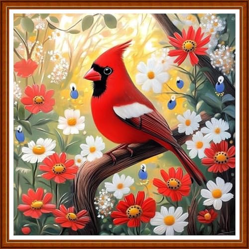 Redxing Counted Cross Stitch Kit for Beginners,Unprinted Needlepoint Kits for Beginners Cross Stitching Embroidery Kit 11CT Stitches kit-Birds and Flowers 18x18 inch - color: SetColor09