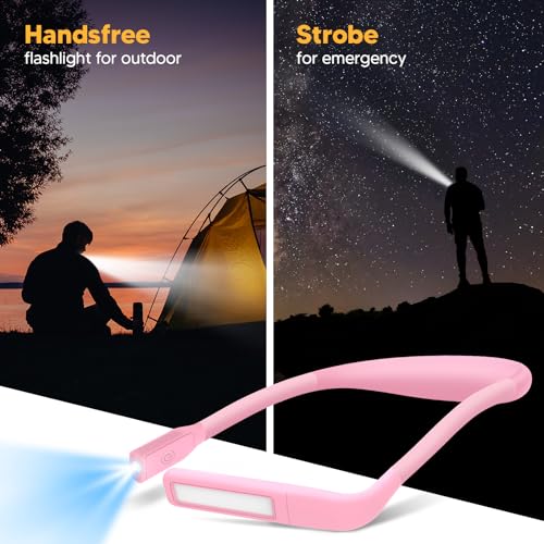 Neck Light, Stepless Dimming Reading Light for Book Lover Gifts - color: Pink