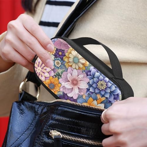 Bohemian Flower Diabetic Supplies Bag Carrying Case Organizer For Diabetes Testing Kit, Blood Glucose Monitor Kit with Meter, Blood Sugar Test Strips, Lancets, Lancing Device, Alcohol Wipe - color: Bohemian Flower