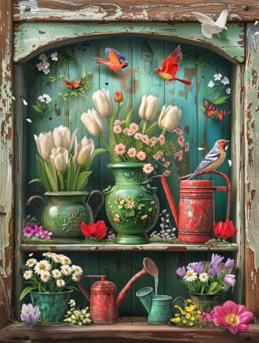 WUSARPLY Rustic Flowers Stamped Cross Stitch Kits for Beginners Adults - color: J159