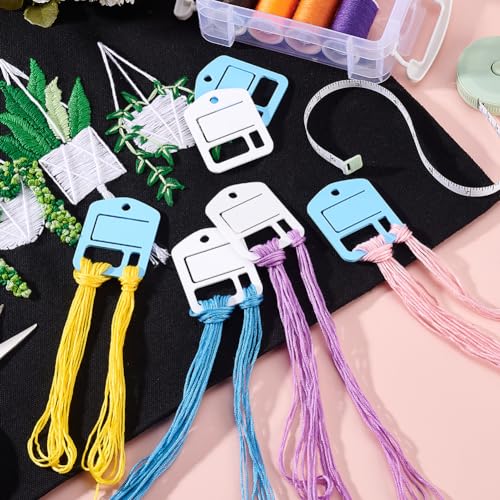 PH PandaHall 30pcs Acrylic Embroidery Floss Drop Thread Organizers Slim Floss Bobbins Cross Stitch Thread Bobbins Floss Organizers for DIY Craft Cross Stitch Sewing Thread Storage
