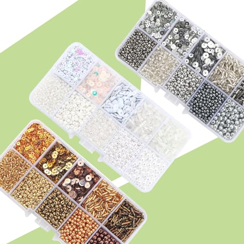 Silver Glass Seed Beads for Jewelry Making - color: Silver