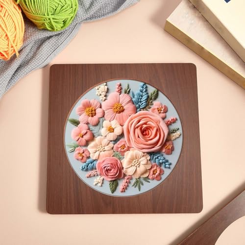 Wenqik 6 Pcs Wood Embroidery Frames for Display Cross Stitch 8'', Square - style: Square