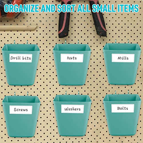 Large Pegboard Cups, 6Pack Peg Board Square Storage Bins With Hooks (Green) - color: Green