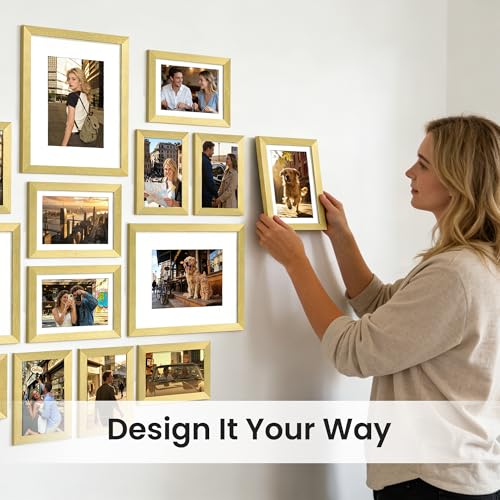 upsimples Picture Frames set of 19, Including 8x10, 5x7, 4x6 Gold Frame - color: Gold