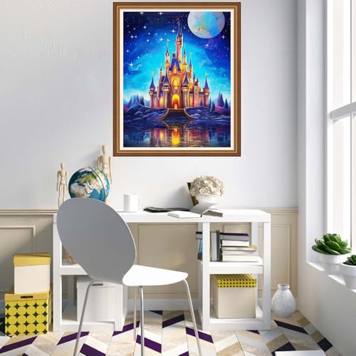 Disnesart Cross Stitch Stamped Full Embroidery Kits DIY 11CT Cotton Thread Printed DIY Needlepoint Kits Craft Needlework Set Cross-Stitch Stamped Sets-Magic Castle 16x20 inch - color: Stylepattern18