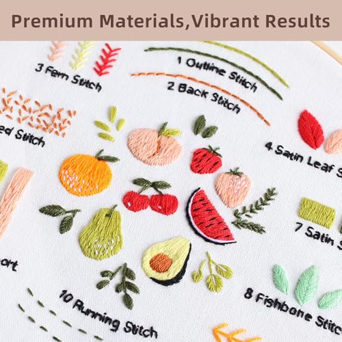 Herdiese Embroidery Kit for Beginners with 33-Stitch Practice Samplers - color: Flower-G (3 Pack)