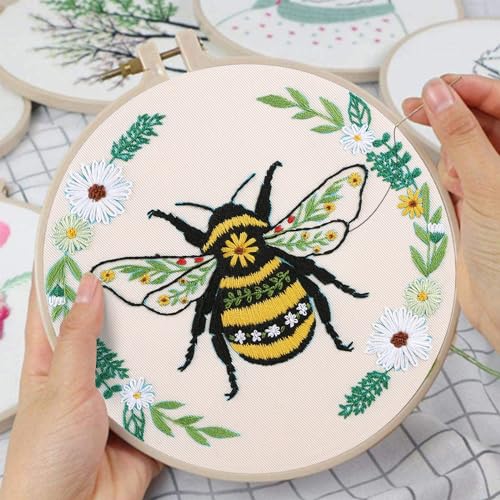 Louise Maelys Bee Embroidery Kit for Beginners Cross Stitch Kit for Adults - color: Kit-3