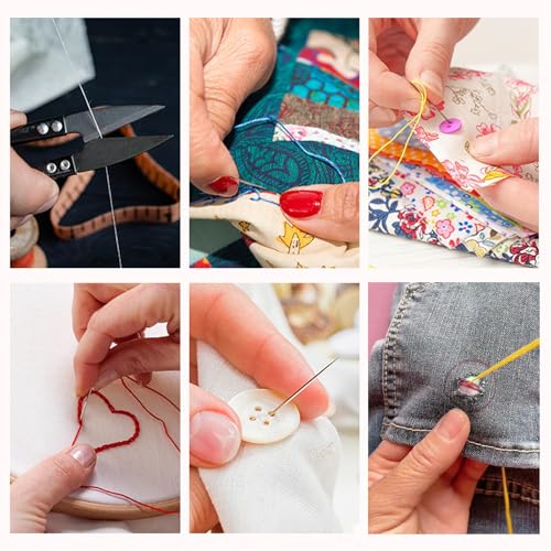 44Pcs Sewing Tool Set, Big Eye Steel Sewing Needle Kit for Hand Sewing - color: 44P