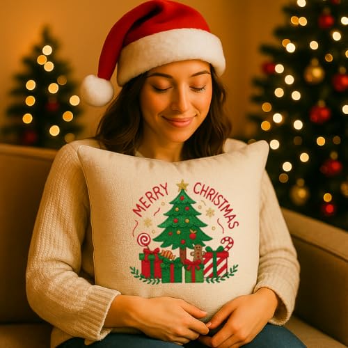 ORIGACH 4 Sheets Large Christmas Water Soluble Embroidery Stabilizers, Christmas Elements & Phrases Designs - Stick and Stitch Embroidery Paper Hand Sewing Stabilizers for Embroidery Beginners - color: Christmas Elements & Phrases