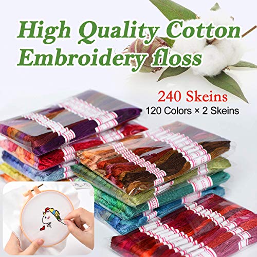 LE PAON Embroidery Floss 240 skeins 100% Egyptian Long-Staple Cotton Cross Stitch Threads -Friendship Bracelets String -Mercerized Crafts Floss Total 1920M 8M/pc 24pcs/Bag 10package - color: classic color, size: 1 Pack
