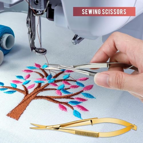 Shynai 2 Pieces 4.7 Inch Embroidery Scissors Curved, Gold, Silver - color: Gold, Silver