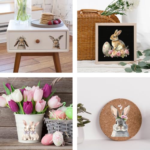 OLYCRAFT 3Pcs/Set Easter Rub on Transfers for Furniture and Crafts - style: Bunny