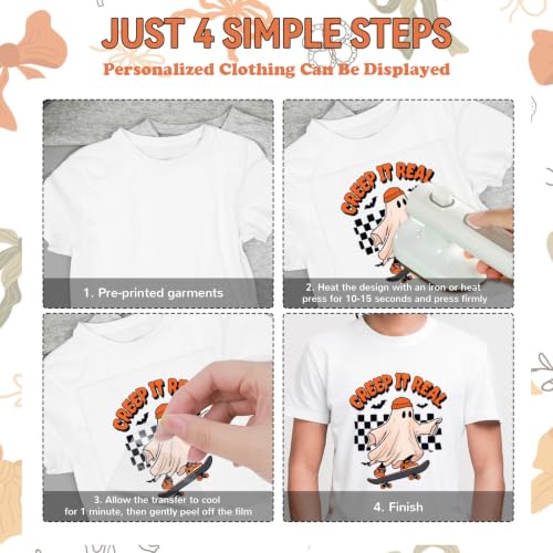 Halloween DTF Transfers Ready to Press, 20 Sheets Cute Ghost Iron On Transfers for T Shirts, Hoodies, Tote Bags, Heat Transfer Decals for DIY Halloween Crafts and Clothing - color: Halloween Cute Ghost