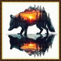 Redxing Counted Cross Stitch Kit for Beginners,Unprinted Needlepoint Kits for Beginners Cross Stitching Embroidery Kit 11CT Stitches kit-Abstract Wolf 18x18 inch - color: KitColors34