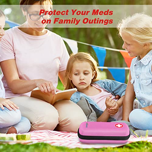 MEDMAX Epipen Medical Carrying Case, Hard Shell EVA Shock Absorption Travel Medication Organizer Bag Emergency Medical Pouch Holds 2 EpiPens, Asthma Inhaler, Auvi-Q, Allergy Supplies (Pink) - color: Pink