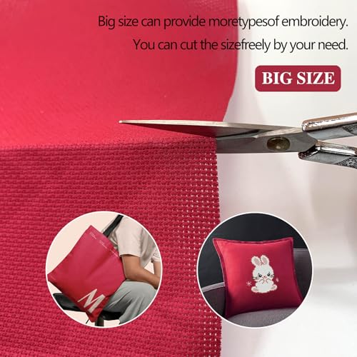 14CT Aida Cloth - 30x35 Inch Cross Stitch Fabric for Embroidery, Pre-Cut Needlework Material, Acid-Free, Durable Weave(Red) - color: Red