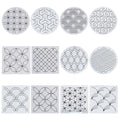 FREEBLOSS Sashiko Stencils - Geometric Embroidery Patterns for Drawing and Hand Quilting - 14x14cm - style: Geometric3