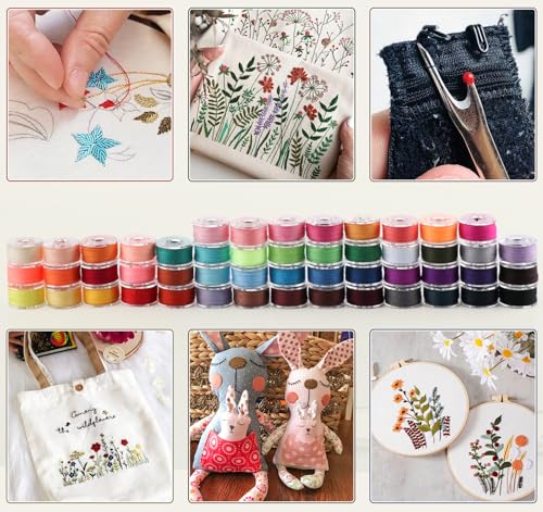 50 Colors Sewing Bobbins Thread with Bobbin Box, SizeA Class15 - color: 50 Colors (50PCS)