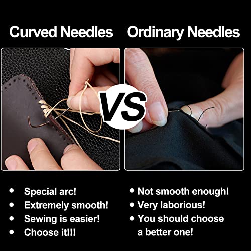 50 Pcs Curved Leather Needles,Curved Leather Hand Sewing Needles with 7 Sizes,Upholstery Needles for Leather Carpet or Canvas Repairing or Craft Projects - size: 50PCS