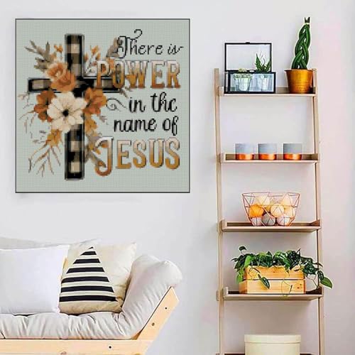 Religious Stamped Cross Stitch Kits -Needlepoint Counted Cross Stitch Kits for Beginners，Religious Cross Dimensions Cross Stitch Kits Embroidery Kit Arts and Crafts for Beginners 13.7x13.7 inch - color: D040