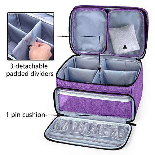 Luxja Sewing Storage Organizer with 2 Detachable Clear Pockets, Purple - color: Purple