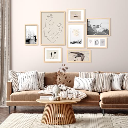 KINLINK 4x6 Frame Natural, Solid Wood 4 x 6 Picture Frame with Acrylic Plexiglass for 3.5x5 with Mat, Tabletop and Wall Display Photo Frames 4x6 Natural, 1 Pack - color: Natural, size: 4x6