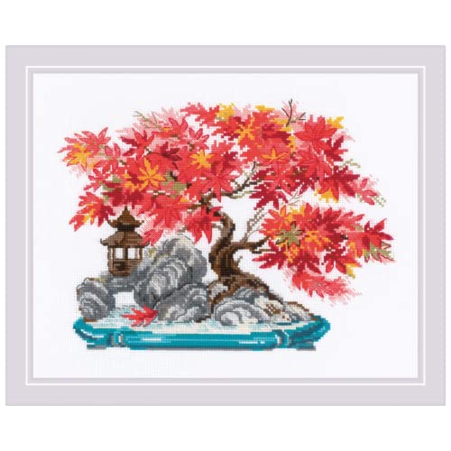 RIOLIS 2044 Autumn Bonsai Counted Cross Stitch Kit 11.75 x 9.5 in - style: Autumn Bonsai 2044