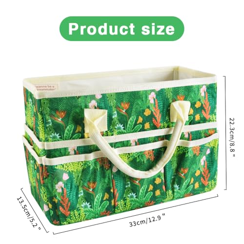 Craft Organizer Tote Bag with Multiple Pockets,Scrapbooking Art Storage - color: Tropical Botanicals