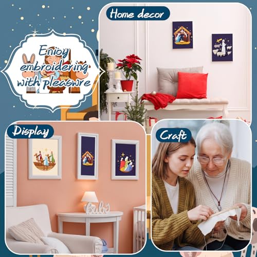 Riceshoot 8 Set Nativity Scene Christmas Embroidery Kits, Cross Stitch Kits - style: Nativity