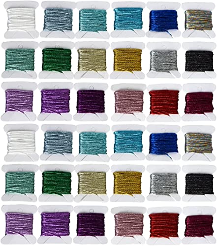 Embroidery Floss Metallic Embroidery Thread Sets -Cross Stitch Threads - Friendship Bracelets Floss - Crafts Floss - 36 Bobbins for Embroidery or Hand Needlework Decorative