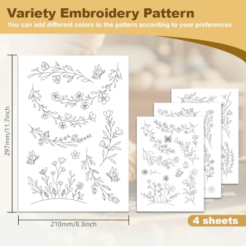 29Pcs Wildflower Vine Water Soluble Hand Sewing Stabilizers - style: Flower Vine B