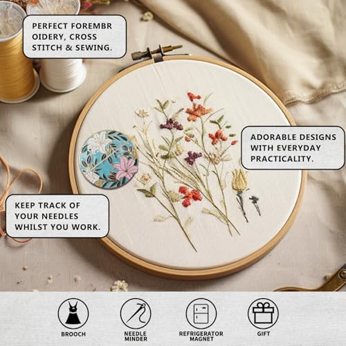 Magnetic Needle Minder Magnet Embroidery Accessories and Supplies Embroidery Needle Holder Cross Stitch Holder Needlework Supplies (Lily) - size: lily