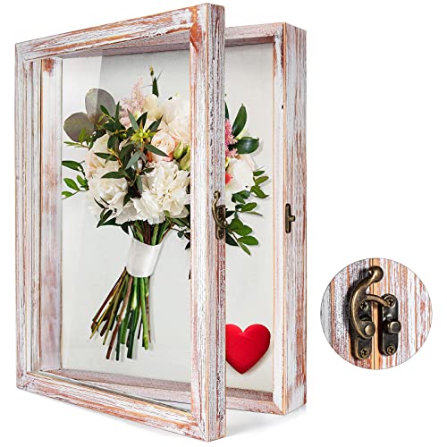 TJ.MOREE Shadow Box 11 x 14 Display Case Wood Picture Frame White Pink - color: White Pink, size: 11x14
