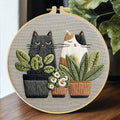 Cute Cat, Plants Patterns Embroidery Kits for Beginners,Adults Starter Cross Stitch Kit with Funny Animal Pattern,DIY Needlepoint Everything is Fine,Step by Step Instructions and Video Tutorial