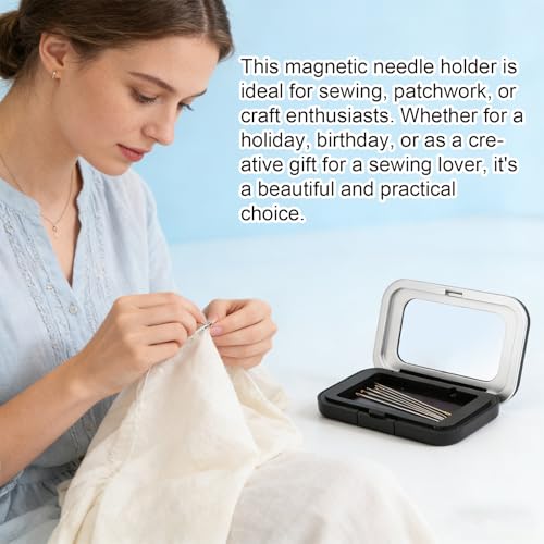 Magnetic Needle Holder Case with Clear Lid, Sewing Pin Storage Box Keeper for Needles Embroidery Bobby Pins Paper Clips Under 6.5cm, Craft Supply Organizer Gift Tool Accessories (Needles Not Included)