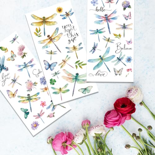 3 Sheet Dragonfly Rub on Transfers for Crafts and Furniture 6x12 - style: Dragonfly