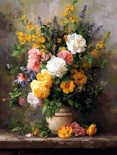 Moohue 14 ct Counted Cross Stitch Kits for Adults Flowers Cross Stitch Patterns Stamped Printed Cross Stitch Kits (Flowers 13) - color: Flowers 13