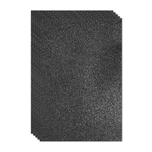 PATIKIL Black Shiny EVA Glitter Foam Sheet 11.8 x 7.9 Inch 2mm Thick Sparkle EVA Glitter Felt for Crafts DIY Project, 5 Pcs - color: Black